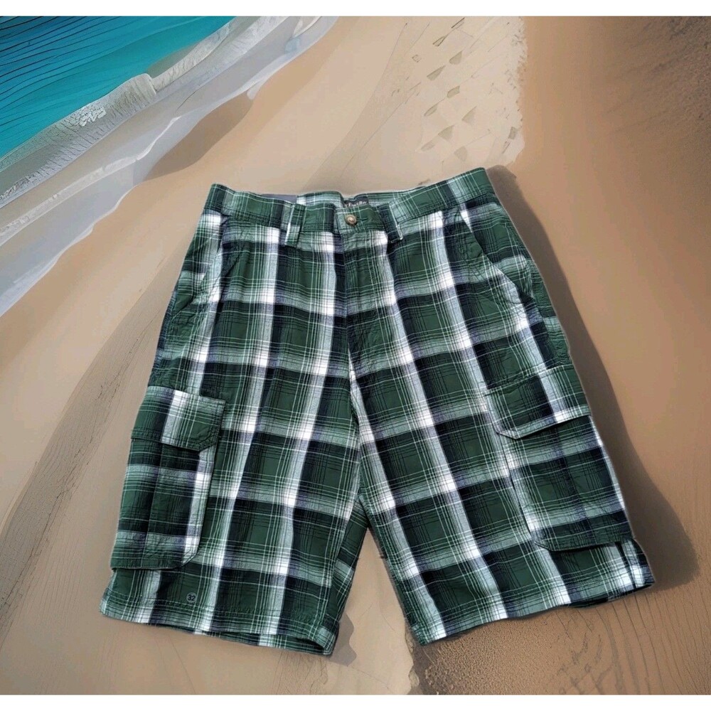 ST. JOHN'S BAY CASUAL COTTON BEACHY PLAID SHORTS MEN'S SIZE 32 X 10" LEG   NWT